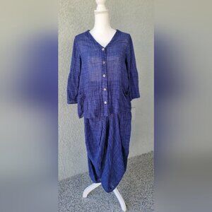 Vintage CMC Women's Blue Button Down Shirt And A Bubble Skirt